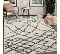 Tapis berbère 120x170 tissé motif ethnic NALIFO blanc