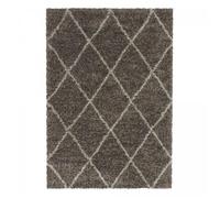 Tapis berbère 120x170 tissé motif losange SHAGGY A taupe