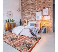 Tapis berbère 120x170 tissé motif saharien CLARK 5 rouge et jaune