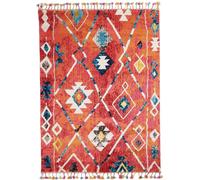 Tapis berbère 120x170 tissé motifs tribaux LYN5 OURIKA B bleu et jaune