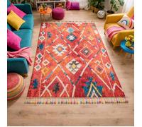 Tapis berbère 160x230 tissé motifs tribaux LYN5 OURIKA B bleu et jaune