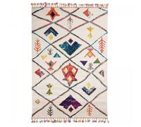 Tapis berbère 160x230 tissé motifs tribaux LYN5 OURIKA C blanc