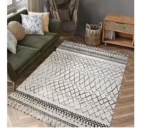 Tapis berbère 160x230 tissé motifs tribaux LYN8 MABAL crème