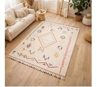 Tapis berbère 200x290 tissé motif ethnic LYN5 JADIDA crème