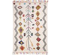 Tapis berbère 200x290 tissé motif ethnic LYN5 OURIKA E ivoire