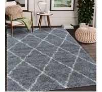 Tapis berbère 240x340 tissé motif losange SHAGGY A gris