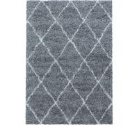 Tapis berbère 240x340 tissé motif losange SHAGGY A gris