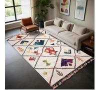 Tapis berbère 240x340 tissé motifs tribaux LYN5 OURIKA C blanc