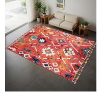 Tapis berbère 40x60 tissé motifs tribaux LYN5 OURIKA B bleu et jaune