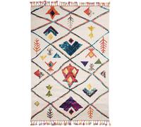 Tapis berbère 40x60 tissé motifs tribaux LYN5 OURIKA C blanc