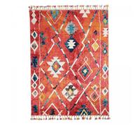 Tapis berbère 80x150 tissé motifs tribaux LYN5 OURIKA bleu et jaune