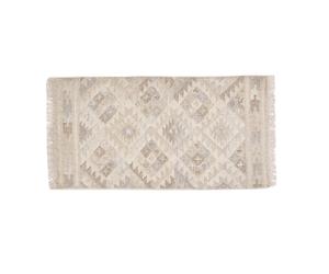 Tapis berbère beige à motifs en laine et coton 60 x 120 cm MAKAÏ