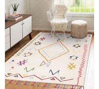Jadorel - Tapis Berbere - Tapis Salon et Chambre 80x150 cm Crème Moderne Design - Tapis Rectangulaire à Poils Ras Idéal pour la Chambre, 4029