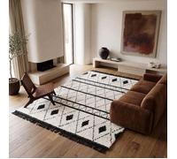Tapis berbère tout doux à motifs losanges beige et gris foncé 120x170