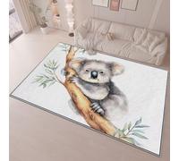 Tapis Blanc Cassé Pas Facile à Décolorer, Chambre Décoration Tapis Lavable Antidérapant pour Ados 140 x 200 cm, Animaux Aquarelle Koala Flanelle Ultra Doux Tapis de Sol Bureau Hôtel