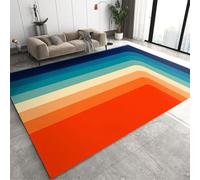 Tapis Bleu Marine Dégradé Moderne, Peinture à L’Huile, Feuille D’Or Vintage, Tapis D’intérieur Antidérapant pour Enfants, Lavable en Ma, Rainbow, 70 x 140cm