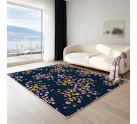 Tapis bohème de qualité antidérapant - tapis doux et facile d’entretien pour salon, 140 × 200 cm, tapis lavable moderne uni ou à motif, illustration sol enneigé avec feu de camp, noir et rouge