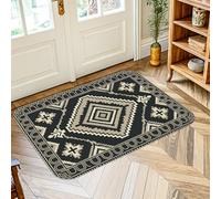 Tapis bohème moderne en forme de tête de flèche géométrique sans perte, noir, antidérapant, ne perd pas ses poils, pour entrée, salle de bain, buanderie, chevet, 0,6 x 0,9 m