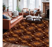 Tapis bohème rustique à poils courts rectangulaire doux résistant aux taches pour salon, chambre à coucher, décoration d'intérieur, salle à manger, 1,8 x 2,7 m, marron