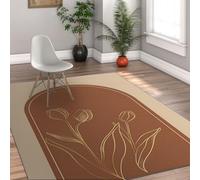 Tapis bohème Tulipes Fleurs Arches géométriques abstraites 180x270cm | Tapis botanique esthétique, doux, antitache et facile à nettoyer, pour salon, chambre et dortoir