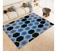 Tapis Boho pour Salon Jeux, Home Tapis Motif en nid d'abeille aux Couleurs néon Salon, Cuisine, Chambre d'enfant, Chevet, Salle à Manger, Chambre à Coucher - Rugs à Poil Court 120x160cm