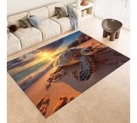 Tapis Boho pour Salon Tortue du Coucher de Soleil, Home Tapis scène de Plage Salon, Cuisine, Chambre d'enfant, Chevet, Salle à Manger, Chambre à Coucher - Rugs à Poil Court 120x160cm