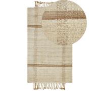 Tapis Boho Tissé à la Main avec Glands 80 x 150 cm en Jute Beige Yelmez