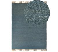 Tapis Boho Tissé Main avec Glands 160 x 230 cm en Jute Bleu Turquoise Lunia
