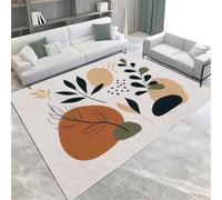 Tapis botanique avec feuilles de plantes abstraites lavable en machine - 60 x 90 cm - Antidérapant - Pour salon, chambre à coucher, bureau, cuisine et couloir, 60 x 90 cm