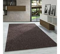 tapis Bouclé à Poils Courts, Uni Marron Chiné, Tissage Plat, Salon, Cuisine ou Couloir, 80 x 150 cm