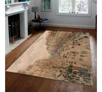 Tapis Boulevard Montmartre 140x200cm Scène de Rue Parisienne Vintage | Grande moquette de style parisien pour salon chambre paysage urbain rétro en tons terreux tapis doux lavable à poil bas