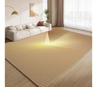 Tapis Brun Doré Luxueux, Tapis Rayures Dorées Minimalistes de Décoration de Sol Antidérapant Doux à Poils Courts pour L'Intérieur de La Maison Le Salon La Chambre à Coucher 150x240cm