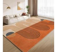 Tapis Brun Orangé Rétro, Tapis Lignes Et Rayures des Années 60-70 de Salon en Fausse Laine Lavable Antidérapant Facile d'entretien pour Chambre à Coucher Crèche Bureau Décoration 180x270cm