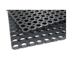Tapis caillebotis en caoutchouc Scriper, noir