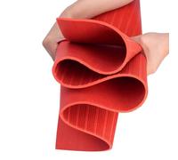 Tapis Caoutchouc Antidérapant Tapis Caoutchouc Ondulé de 3 mm D'épaisseur, 1 m Sous-couche de Sécurité Électrique Flexible, Rouleau Revêtement de Sol 6 kV pour Travaux D'isolation(Red,L 5.5m/18.0ft)