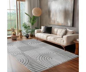 Tapis - CARPETTEX - Modèle 3D - Gris - 120 x 170 cm - Poil long