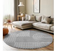 Tapis - CARPETTEX - Modèle rond - 160 cm - Argent - Style scandinave 3D