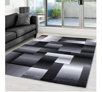 Carpettex Moderne Tapis Salon Tapis Chambre Noir-1 160x230 cm - Tapis à Poils Courts, a Poil Ras, Conception Abstraite à Carreaux Doux et Moelleux - Tapis Cuisine Moquette Salle de Sejour