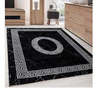 Carpettex Teppich Tapis de salon à poils courts - 280 x 370 cm - Noir - Moderne - Design méandre - Moelleux - Extra doux - Lavable - Pour cuisine, salle à manger, chambre d'enfant, salon