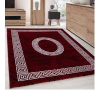 Carpettex Teppich Tapis de salon à poils courts - 140 x 200 cm - Rouge - Moderne - Design méandre - Moelleux - Extra doux - Lavable - Pour cuisine, salle à manger, chambre d'enfant, salon