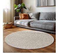 Carpettex Teppich Tapis à Poil Court en Tissu Plat, Tapis à Boucle mélangée, Facile à Entretenir, adapté pour Le Salon et la Chambre à Coucher, Couleur: Crème, Taille: 120 cm Rond