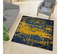 Tapis Carré,Dark Abstract Background Pattern with Yellow Art Deco, Blue, 180 X 180 cm, Tapis pour Salon, Chambre à Coucher, Décoration de la Maison,