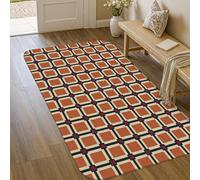 Tapis carré, géométrique, contemporain, rectangulaire, croix, marron, antidérapant, ne perd pas ses poils, salle de bain, entrée, chevet, décoration de porte, 0,9 x 1,5 m