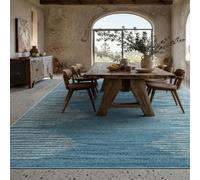 Tapis Carré, géométrique Moderne Bleu, Blanc, Gris, 150 x 150 cm, Tapis pour Salon Chambre Décoratif Coussin de Chaise Canapé Natte Coussinets,