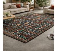 Tapis Carré, géométrique Multicolore Vert, Bleu, Rouge, Orange, Jaune, 200 x 200 cm, Lavable Tapis pour Décoration Maison Salon, Salle à Manger, Chambre,