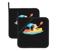 Tapis carré isolant thermique WHJSSF Puppy on the Rubber Boat Picture Anti-brûlure et isolation thermique pour cuisine et barbecue extérieur