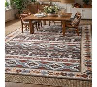 Tapis Carré, Motifs géométriques Marron, Rouge, Gris, Blanc, Orange, Bleu, 180 x 180 cm, Lavable Tapis pour Décoration Maison Salon, Chambre, Salle à Manger,