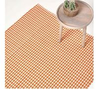 Tapis - Carreaux de Gingan Orange Blanc 110 x 170 cm