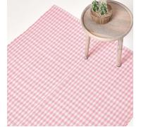 Tapis - Carreaux de Gingan Rose Blanc 70 x 120 cm