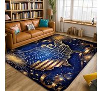 Tapis cartographique rectangulaire à poils courts en éponge pour salon, chambre à coucher, salle de ortoir, université, bleu marine, 1,5 x 2,1 m